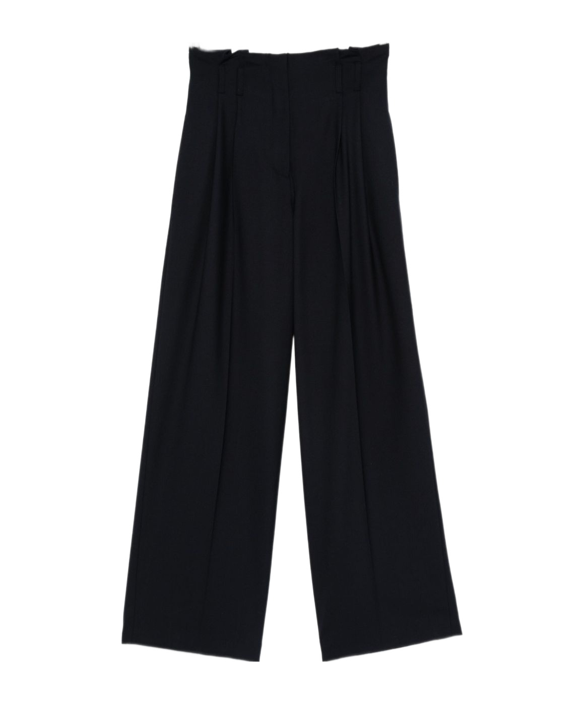 Semicouture Wide Leg Pleated Trousers With Belt Loops In Black