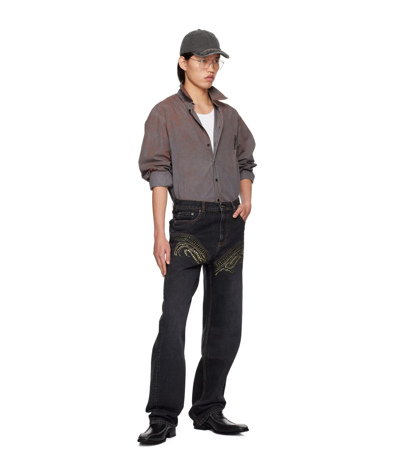 Y/project Ssense Exclusive Black Crystal Jeans In Black