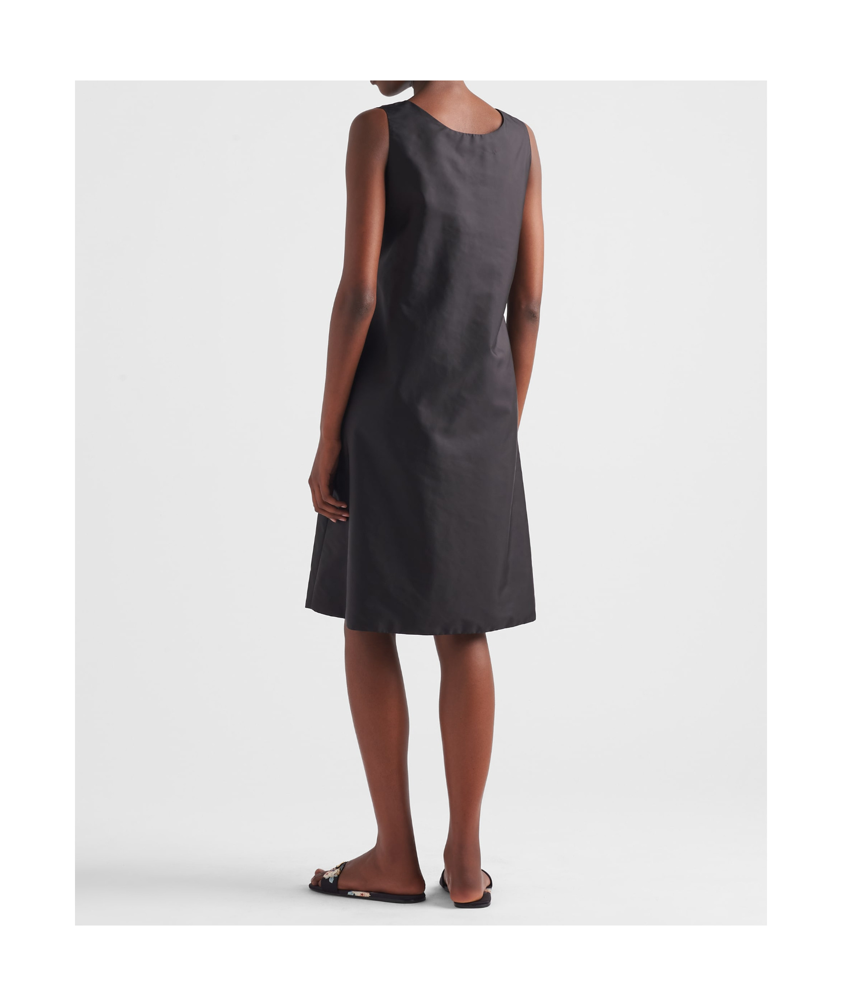 Prada Re-nylon Zip-front Recycled-polyamide Midi Dress In Black