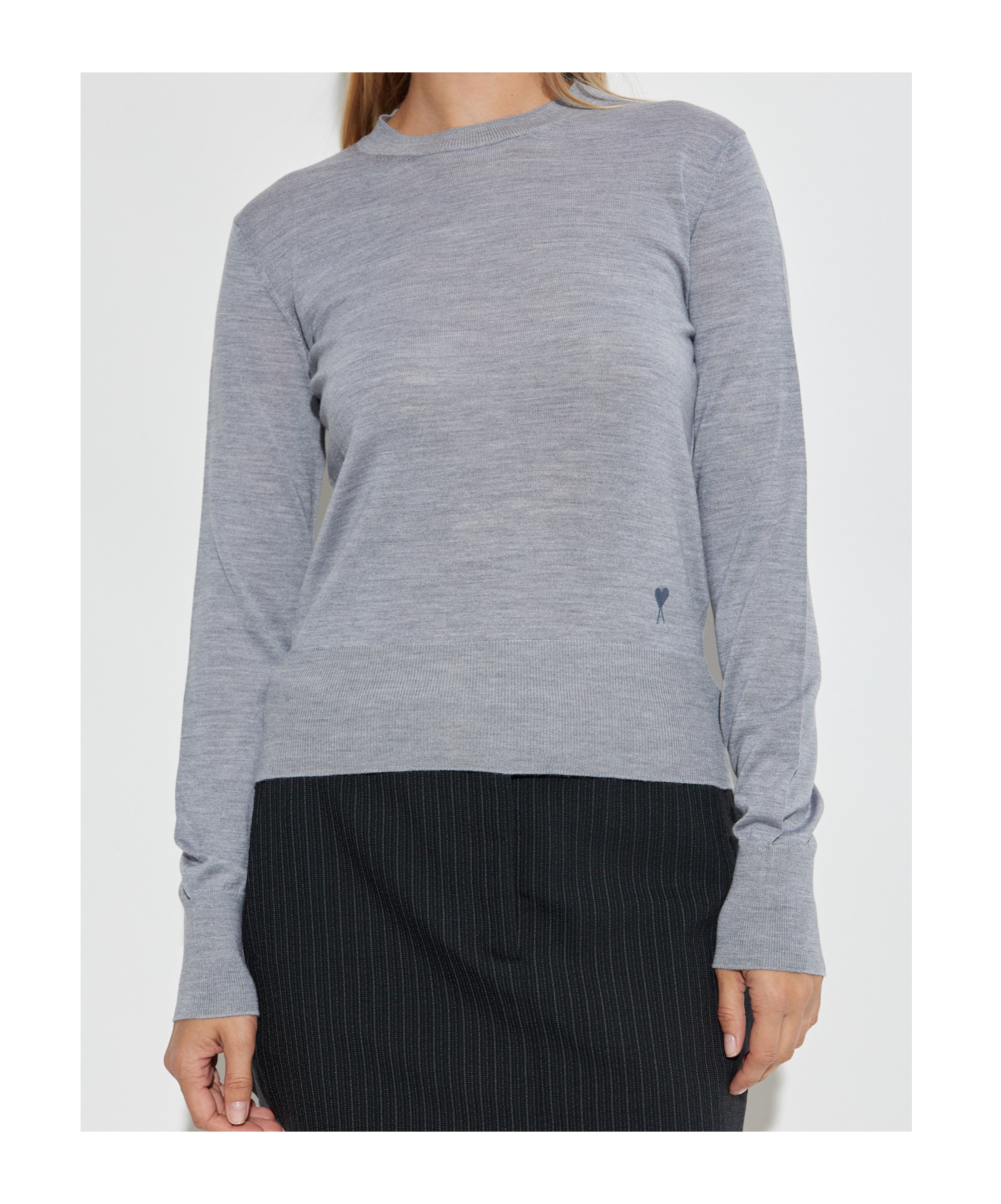 Ami Alexandre Mattiussi Crew Neck Long-sleeved Sweater In Gray