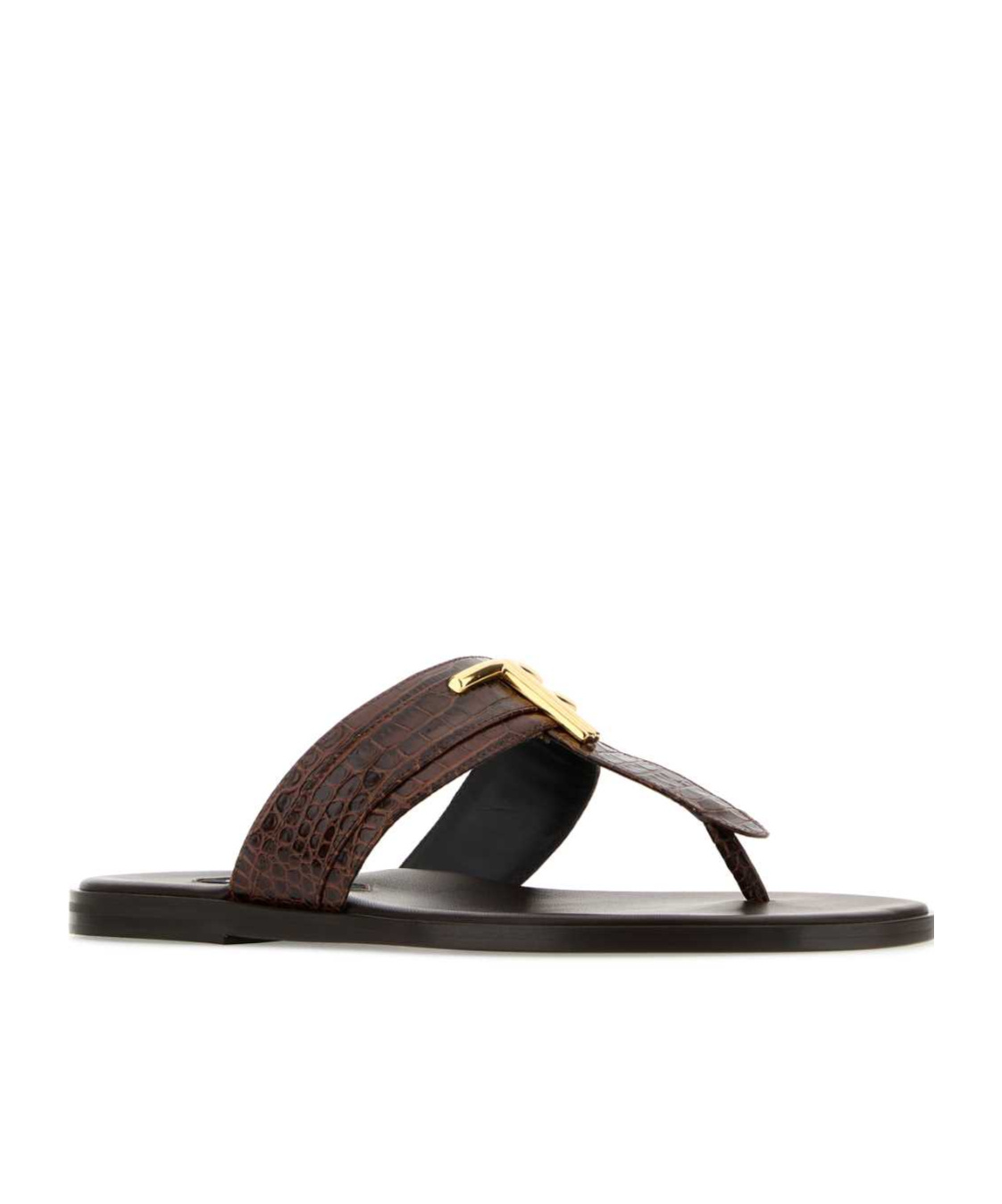 Tom Ford Brown Leather Thong Slippers In Black