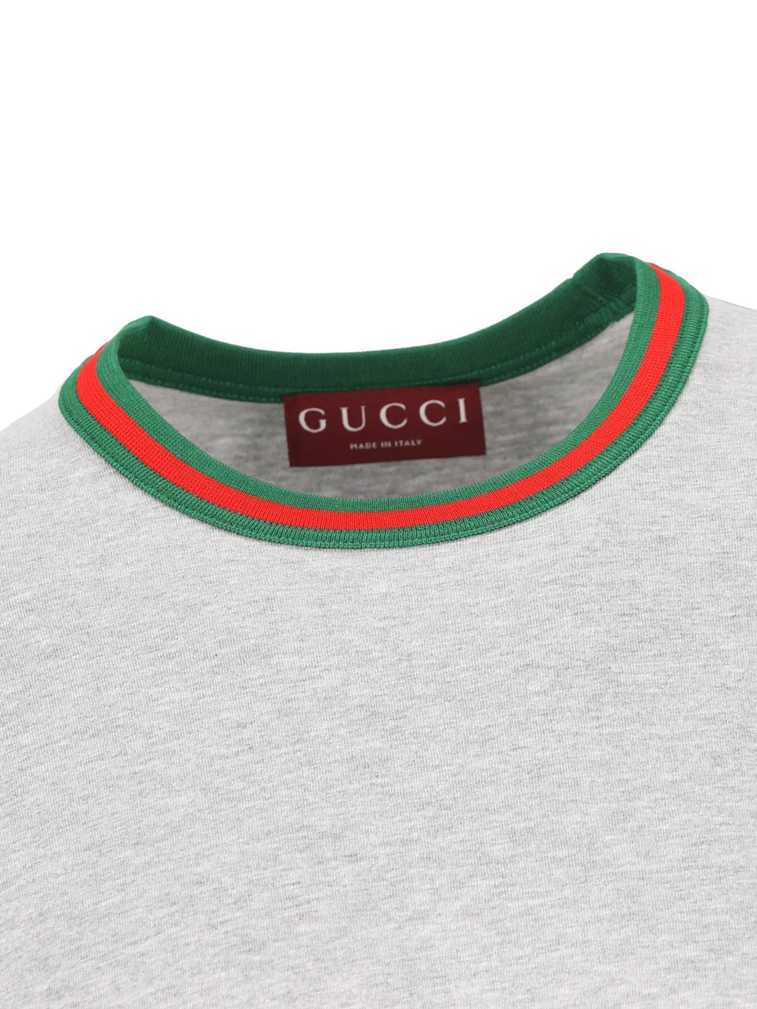 Gucci Crew Neck T-shirt Featuring Web Ribbon In White