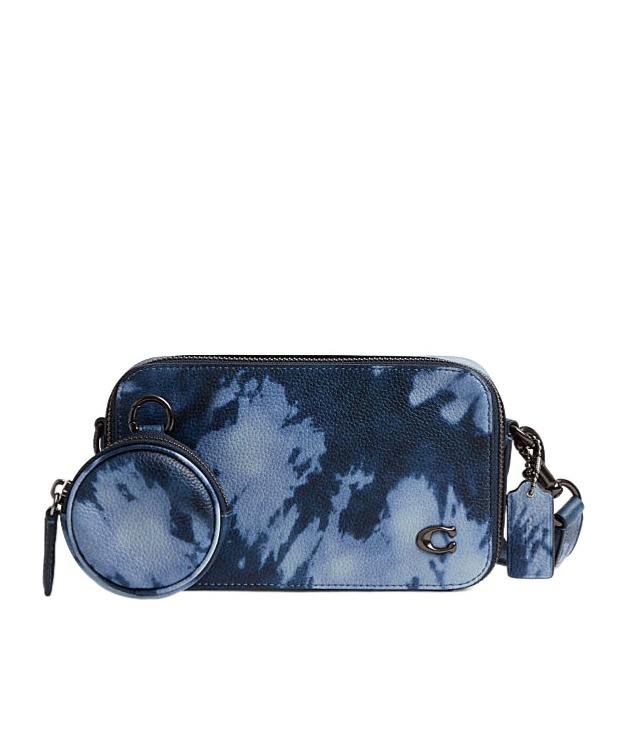 Shop Coach Tie-dyed Printed Charter Shoulder Bag In Blue