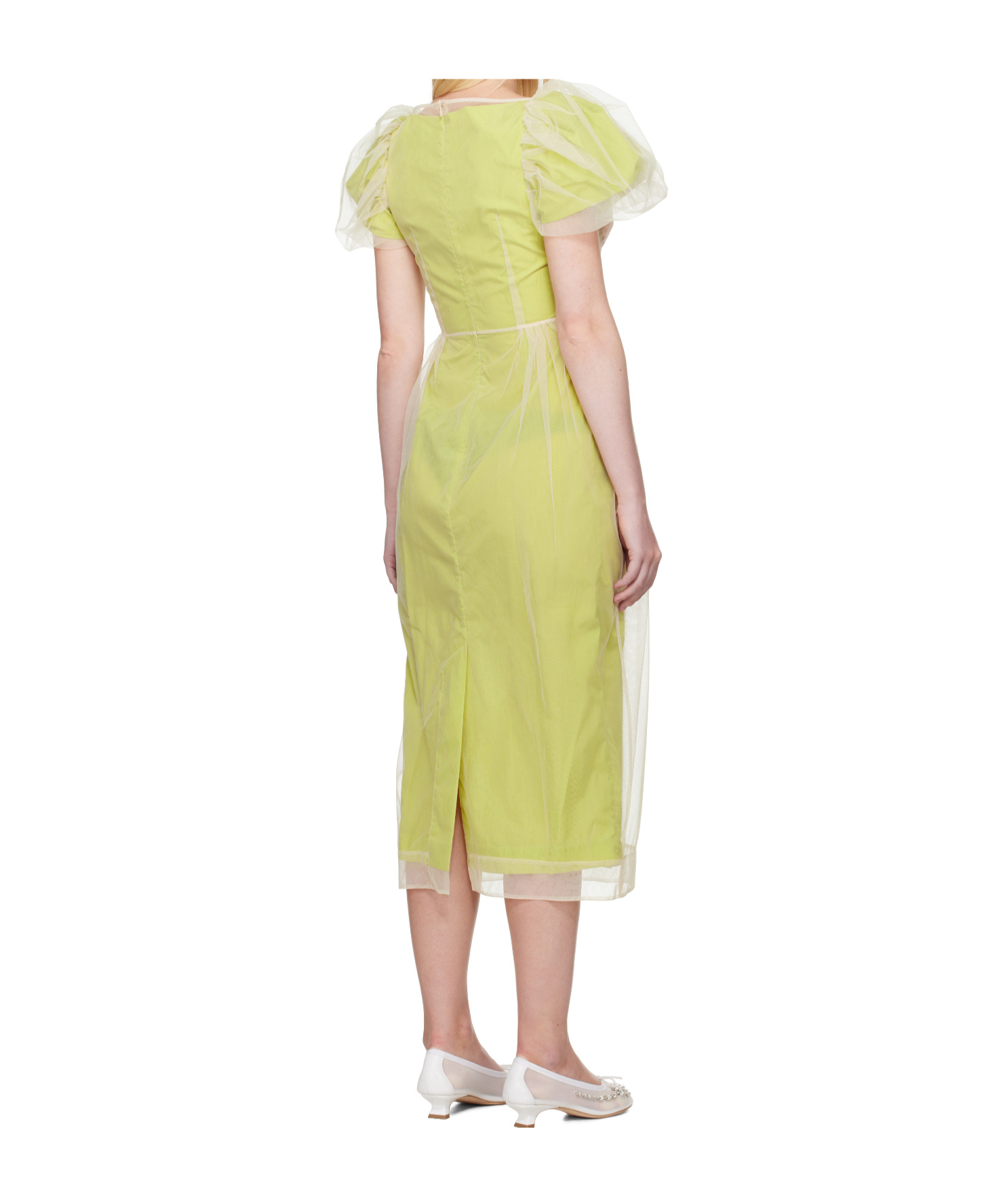 Simone Rocha Layered Balconette Midi Dress In Yellow