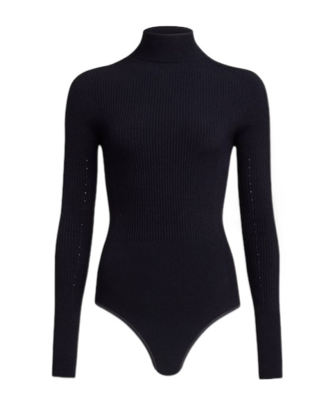 Alaïa Ribbed Turtleneck Bodysuit In Black