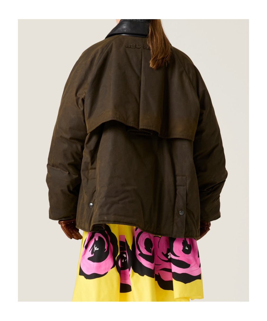 Miu Miu Waxed Canvas Blouson Jacket In Black