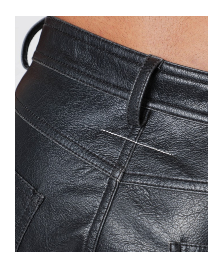 Mm6 Maison Margiela Faux Leather Five-pocket Trousers With Glossy Finish In Black