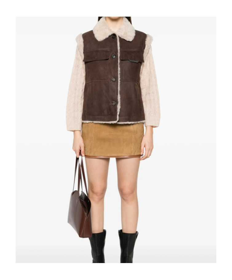 Shop Brunello Cucinelli Shearling-collar Gilet