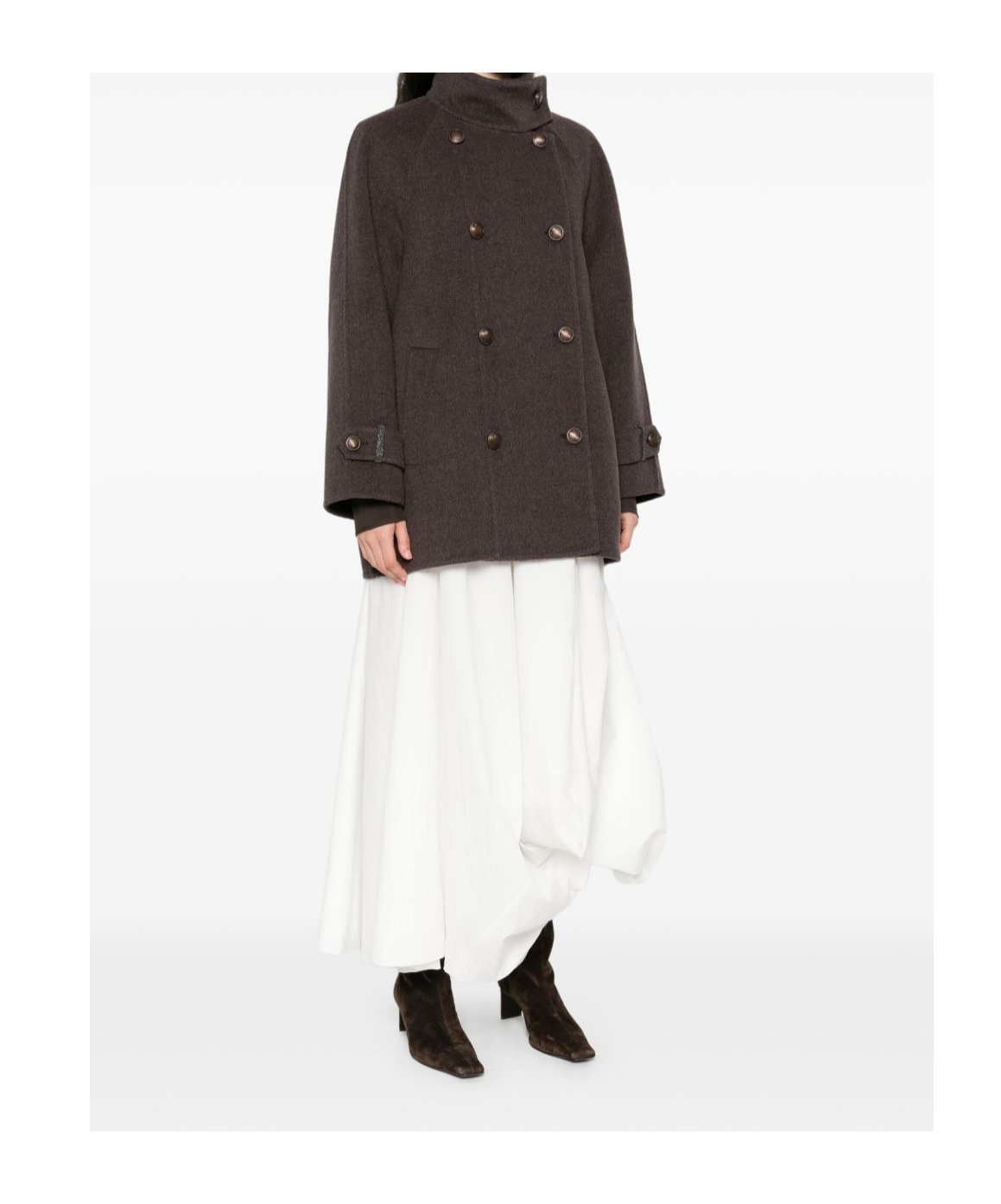Brunello Cucinelli Double-breasted Buttoned Coat In Brown