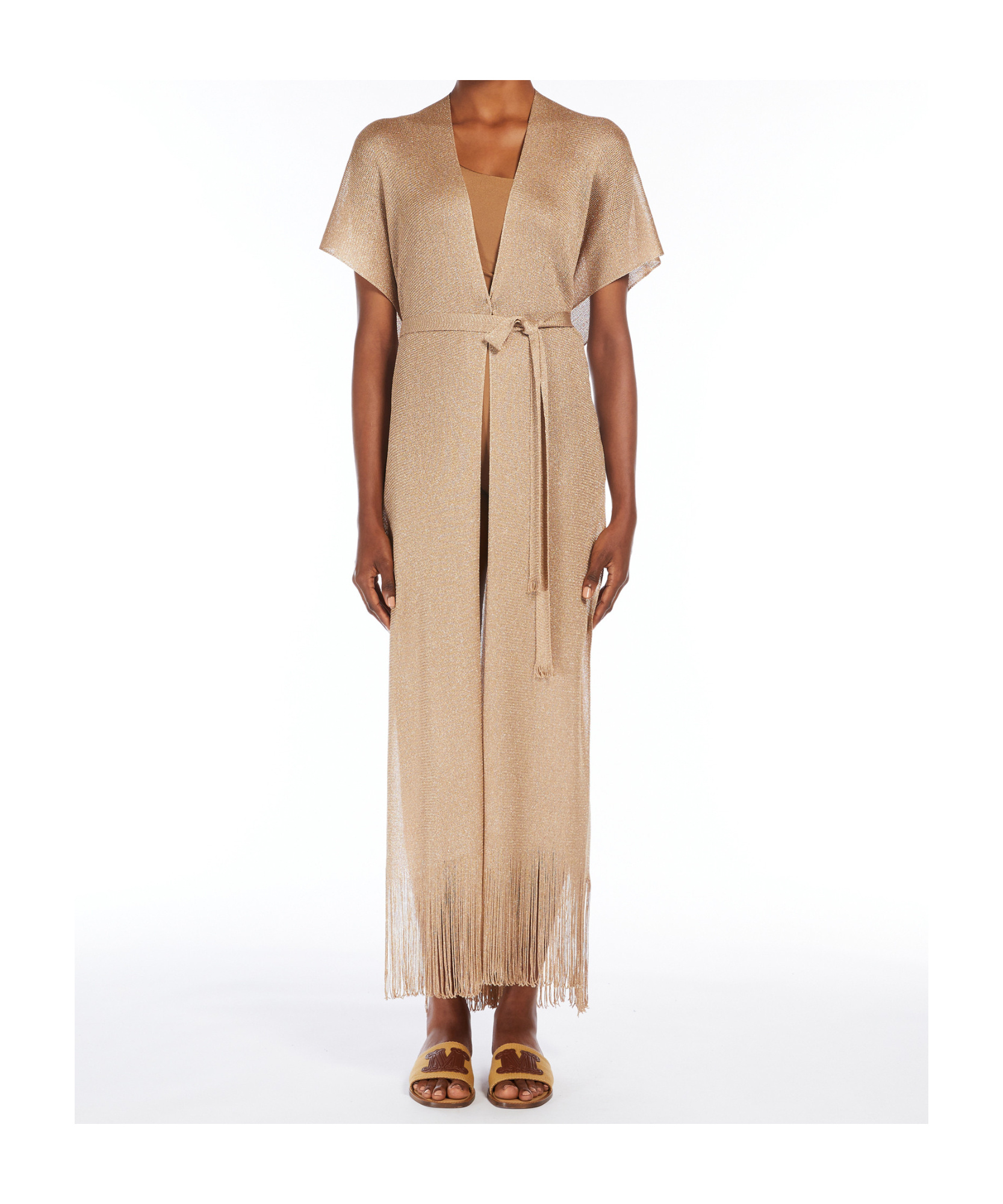 Max Mara Belted Knitted Cardigan In Neutral