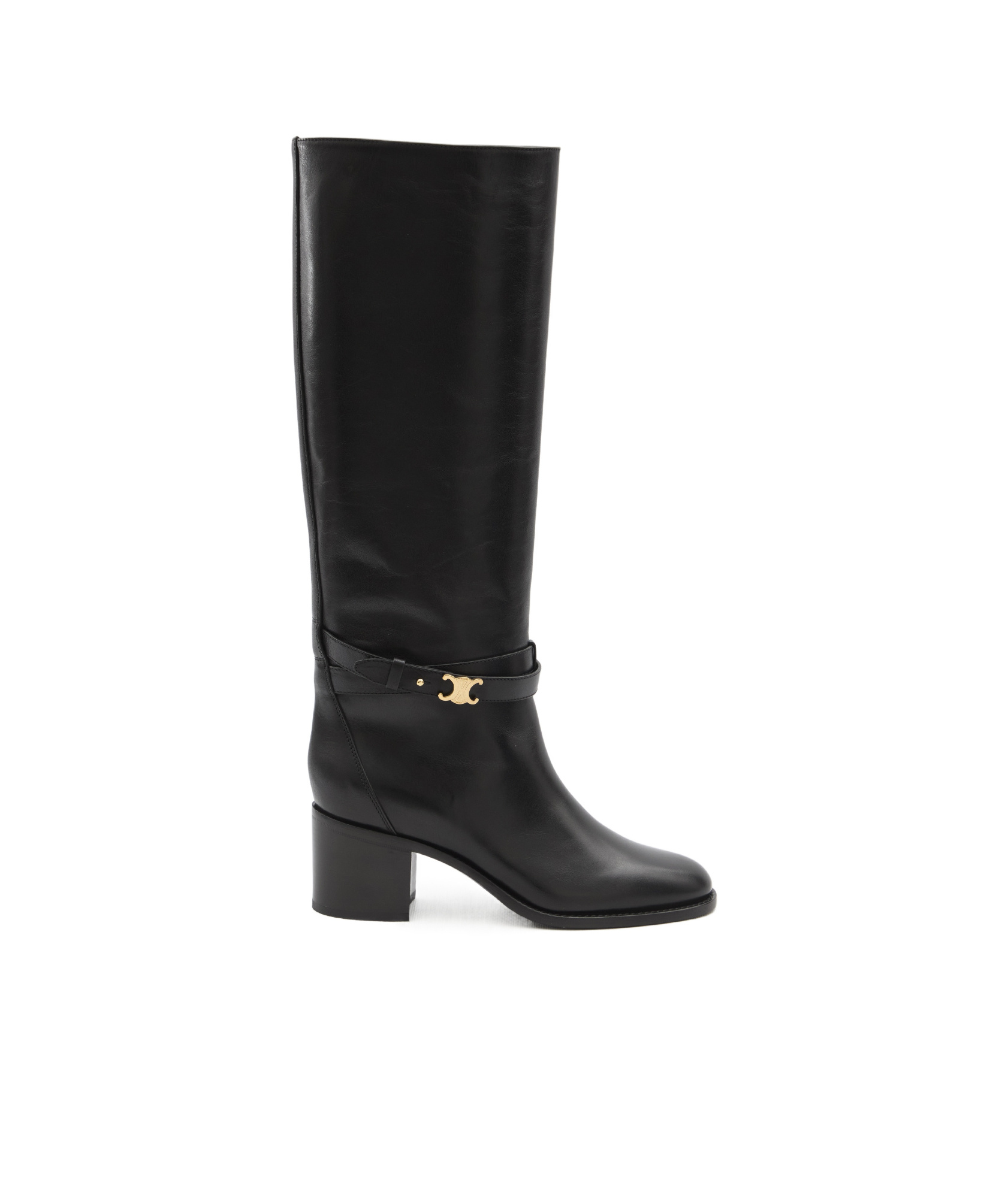 Celine High Triomphe Boots In Black