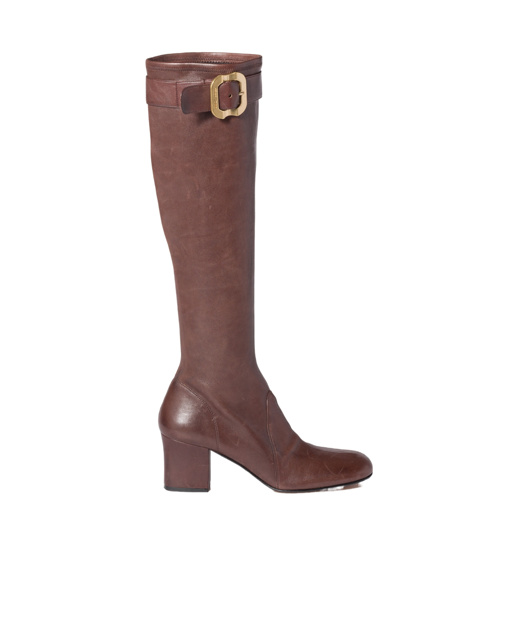 Miu Miu Nappa Leather Boots With Buckle In Brown