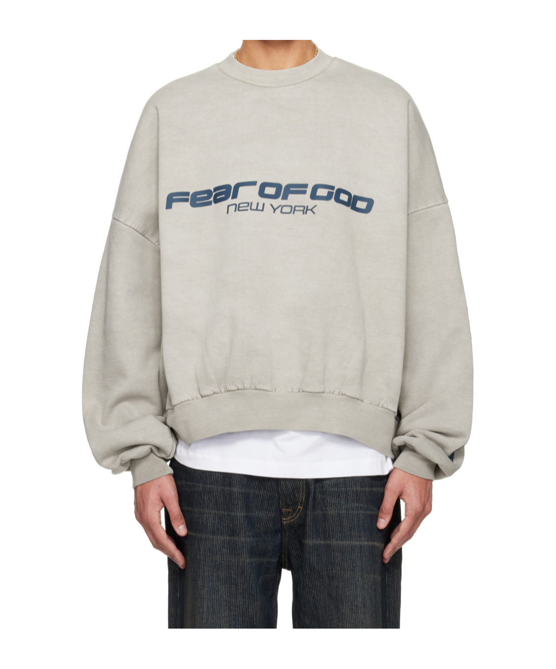 Essentials Holiday Heavy Fleece Cropped Relaxed Sweatshirt In Gray