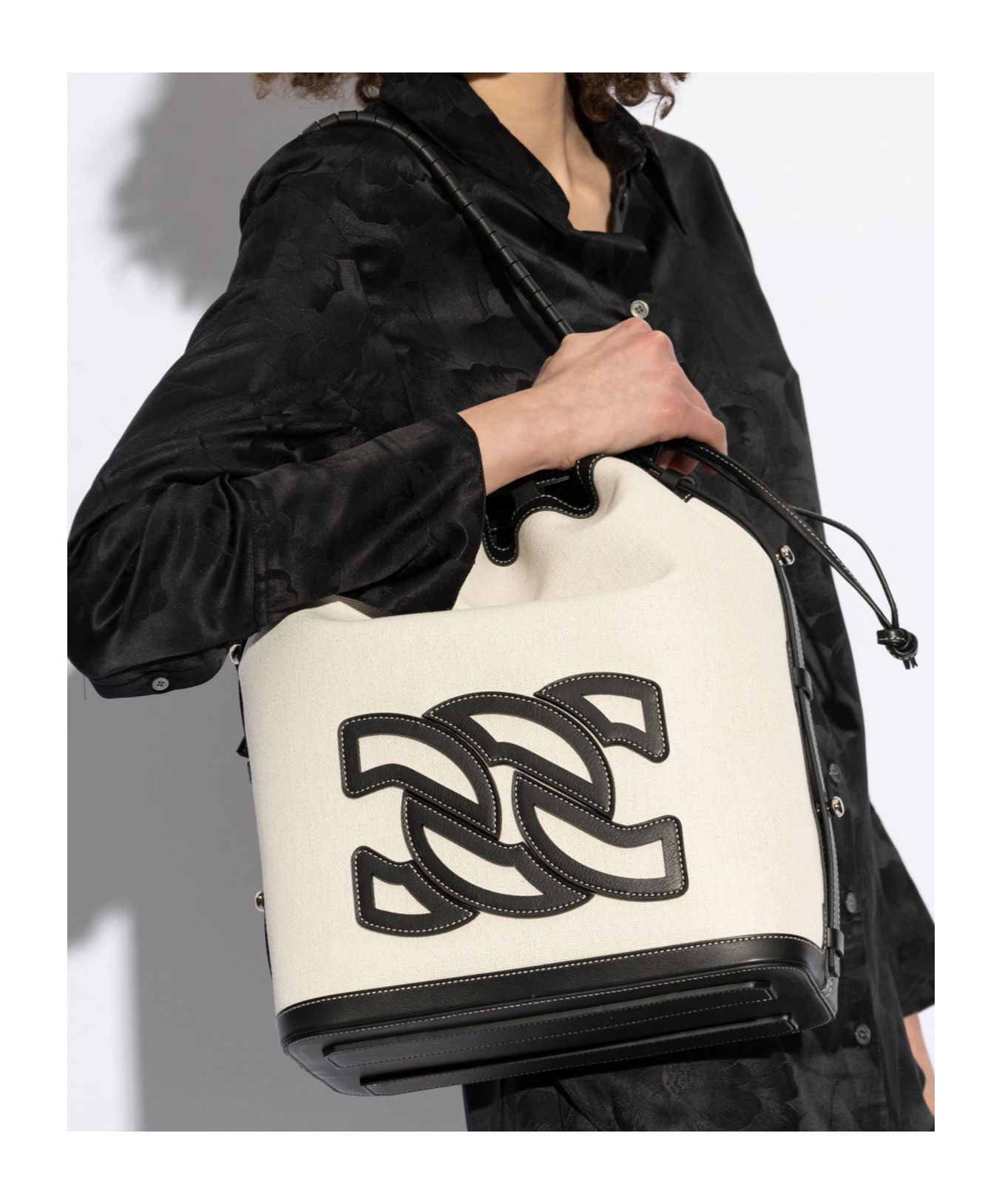 CASADEI COTTON-CANVAS BUCKET BAG