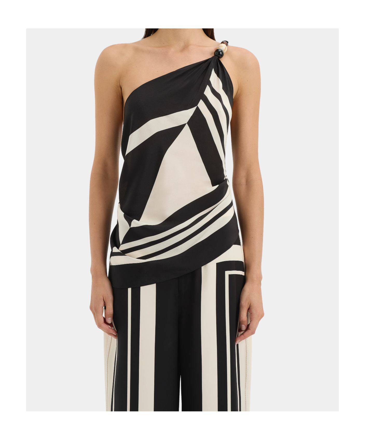 Sir Geometric Stripe Print Suspenders In Multi