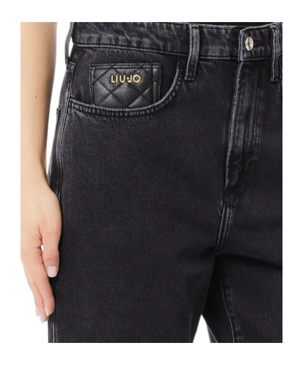 Liu •jo Denim Trousers With Belt Loops In Black