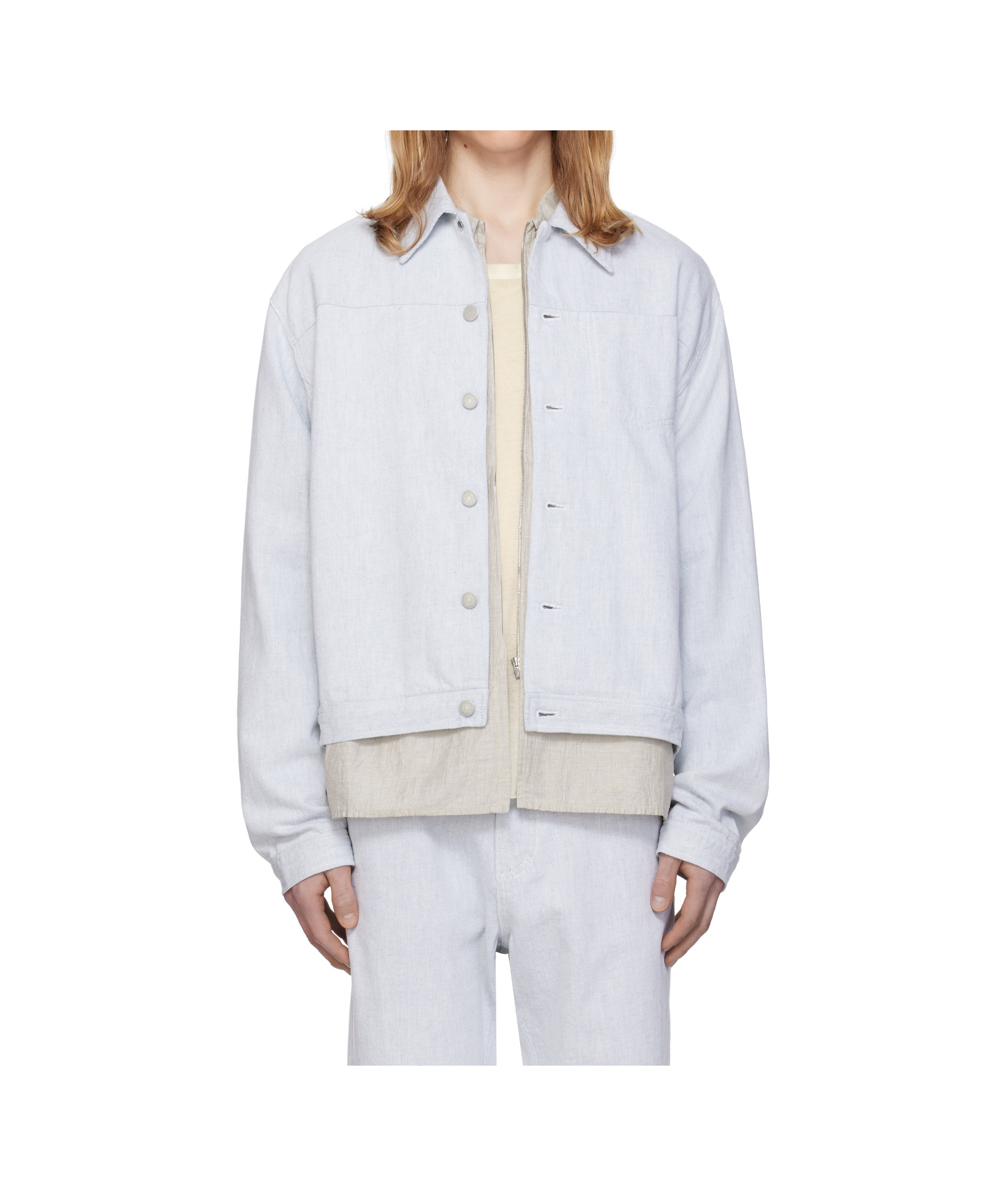 Post Archive Faction (paf) Blue 8.0 Right Denim Jacket In Gray