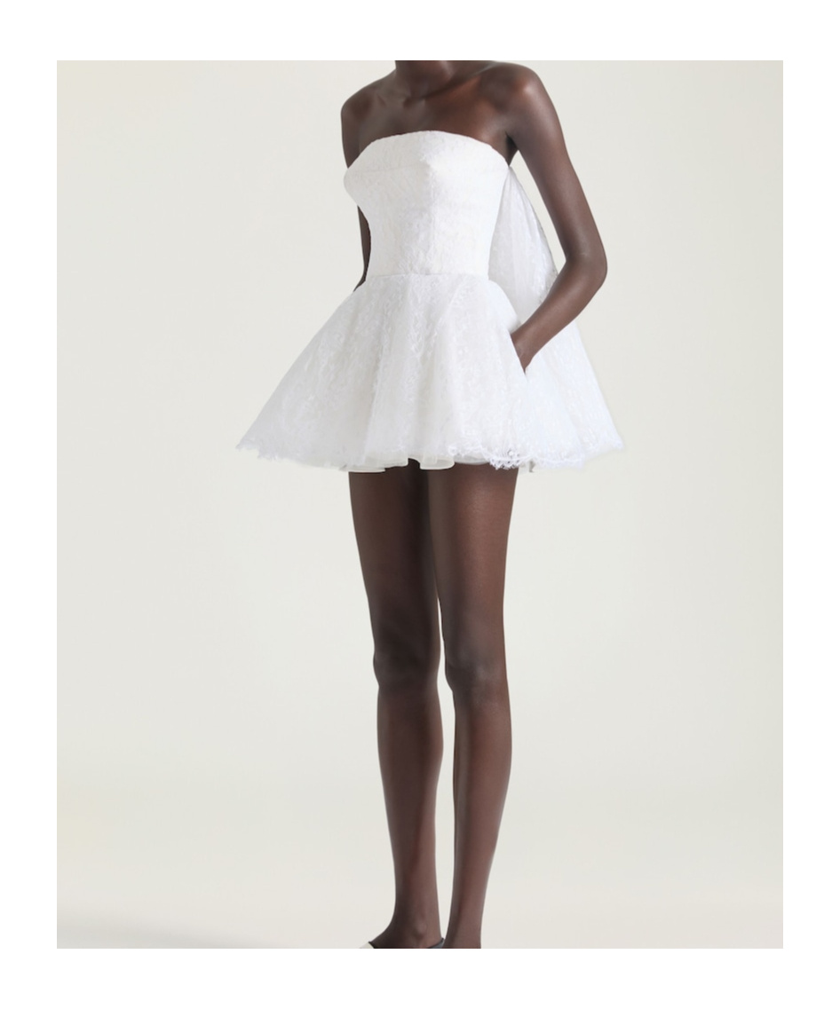 Givenchy Bustier Cape Back Dress In Lace In White