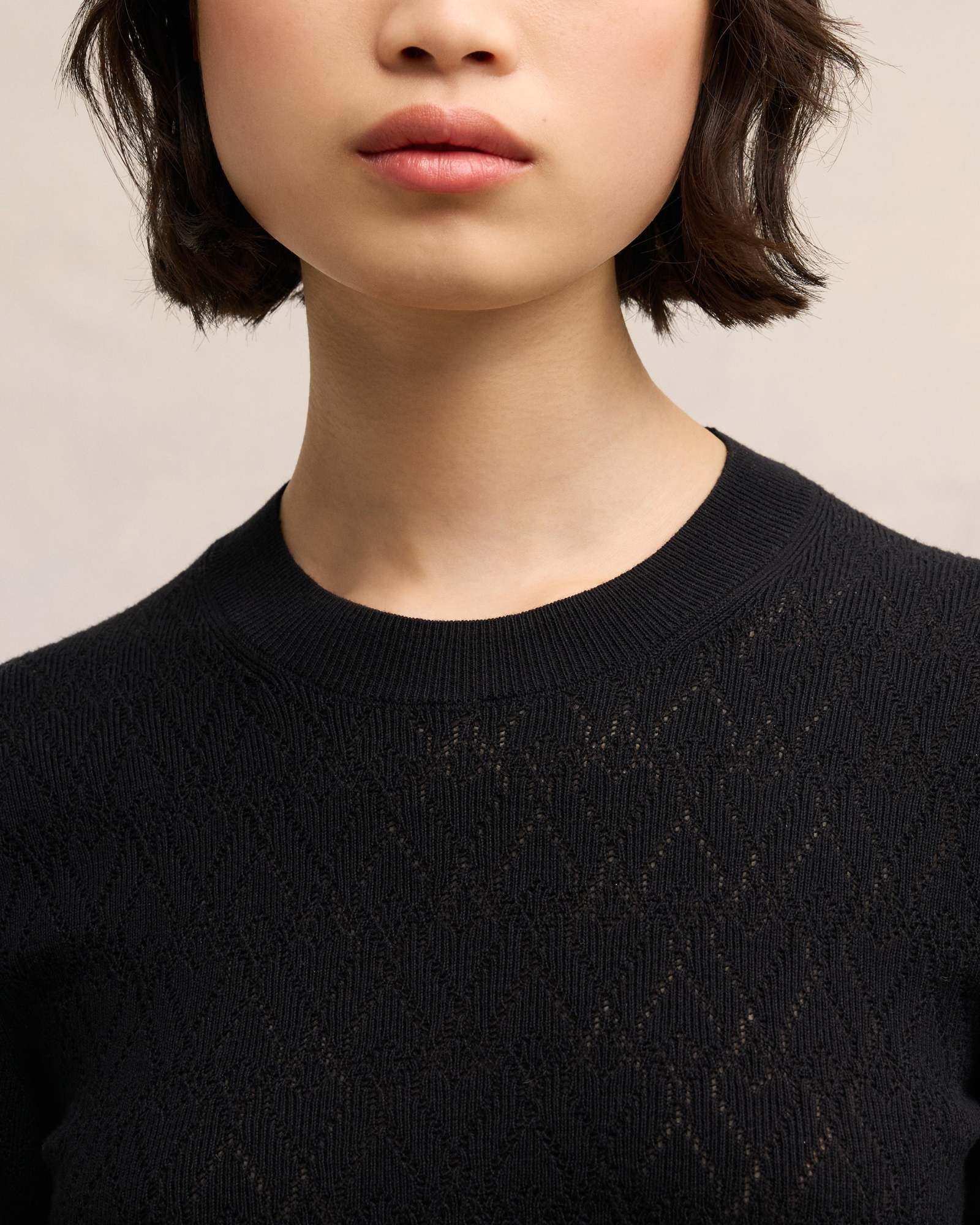 Ami Alexandre Mattiussi De Coeur Mesh Round-neck Sweater In Black
