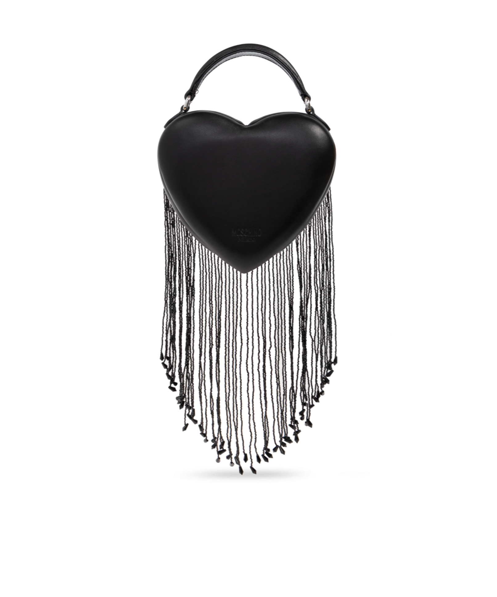 Moschino Heart-shaped Beaded Tote Bag In Black