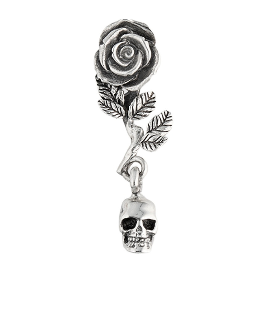 Emanuele Bicocchi Drop Style Rose Skull Earrings