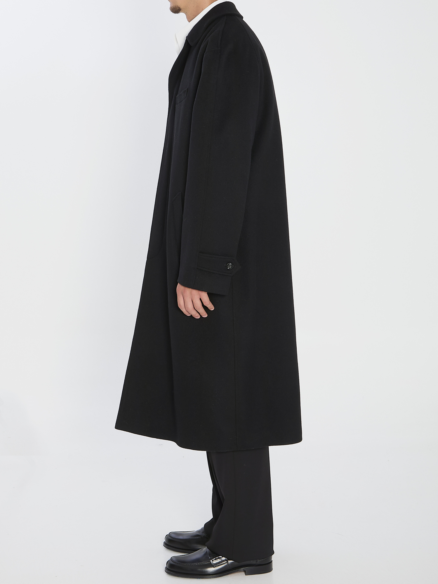 Celine Mac Coat In Wool Cloth In Black