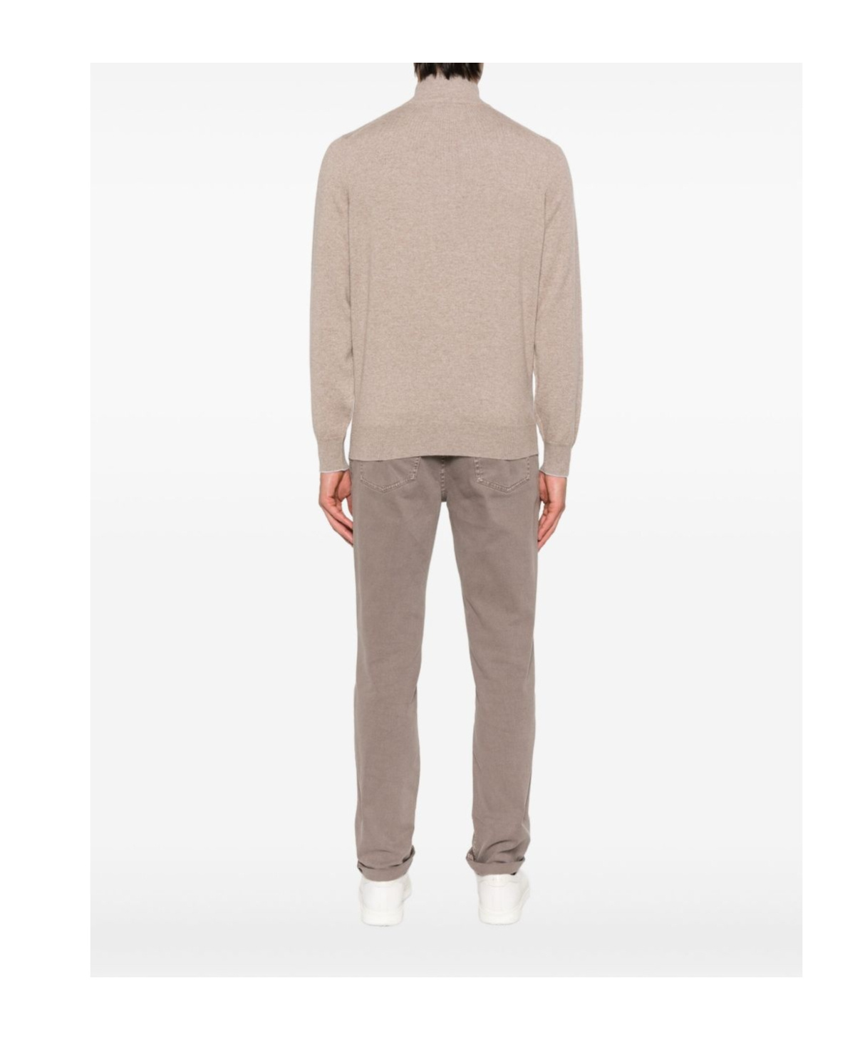 Brunello Cucinelli Zip-up Cashmere Sweater In Brown
