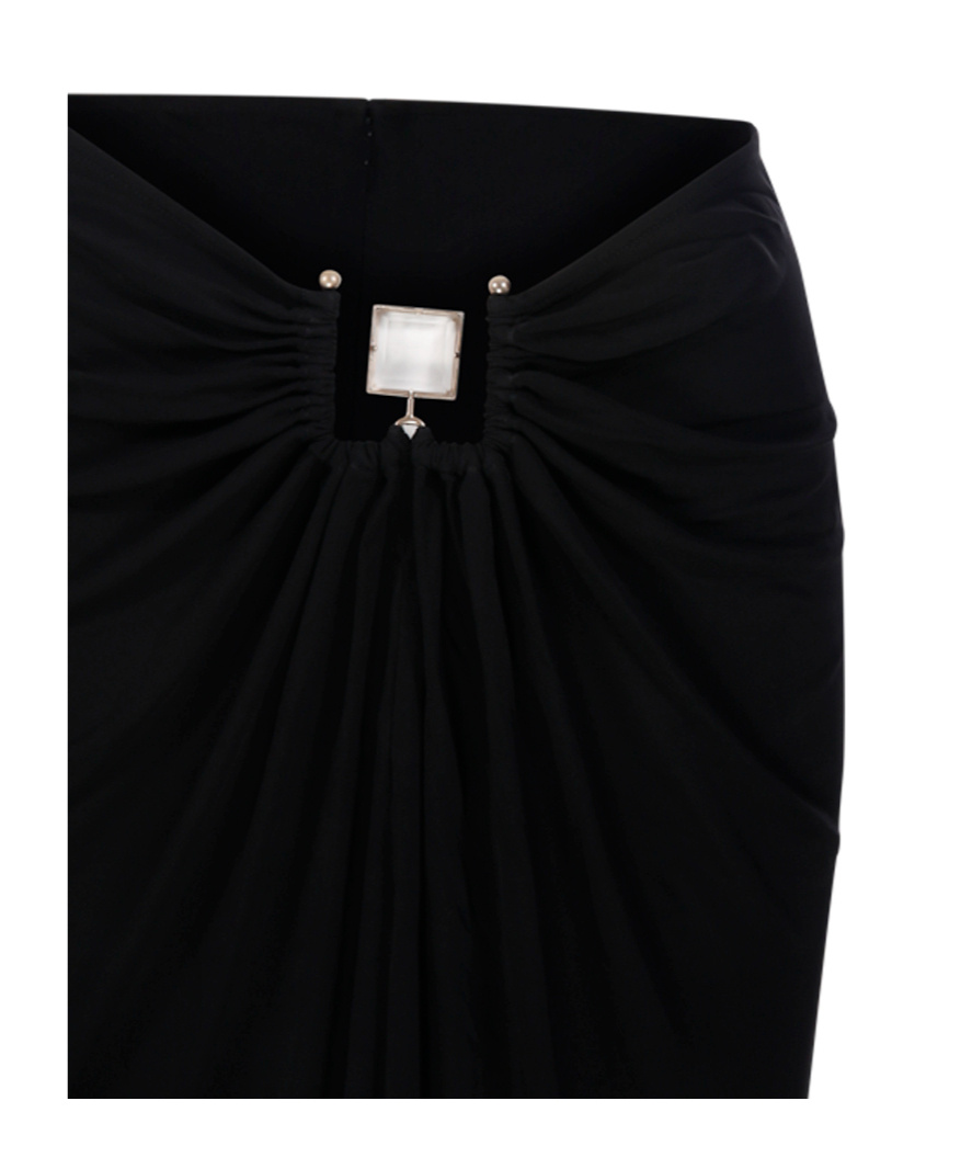 Christopher Esber Ruched High Waist Ankle Length Skirt With Buckle Detail In Black