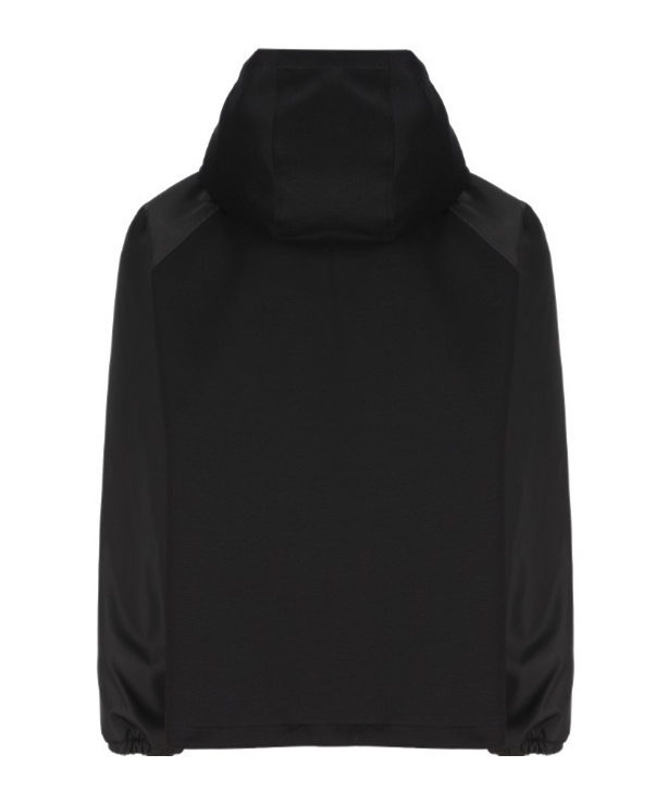 Prada Logo Plaque Drawstring Jacket In Black