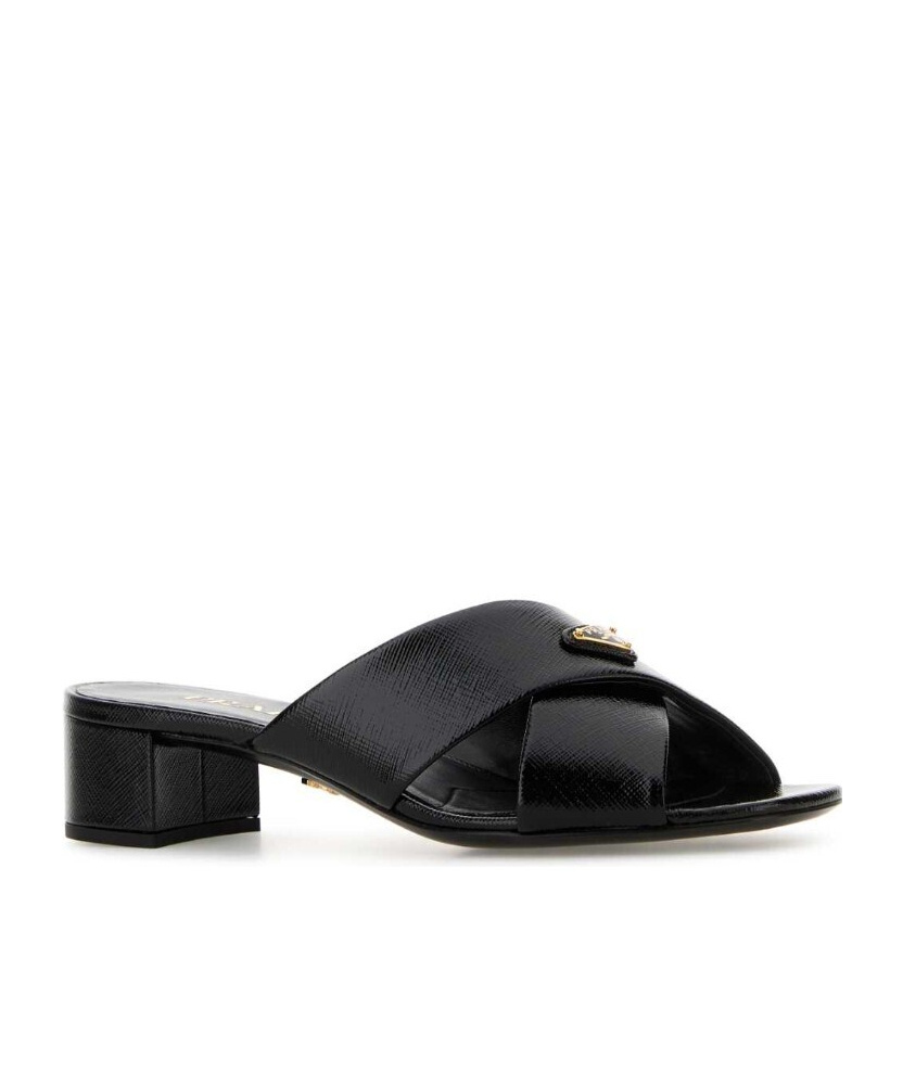 Prada Textured Leather Mules Block Heel In Multi
