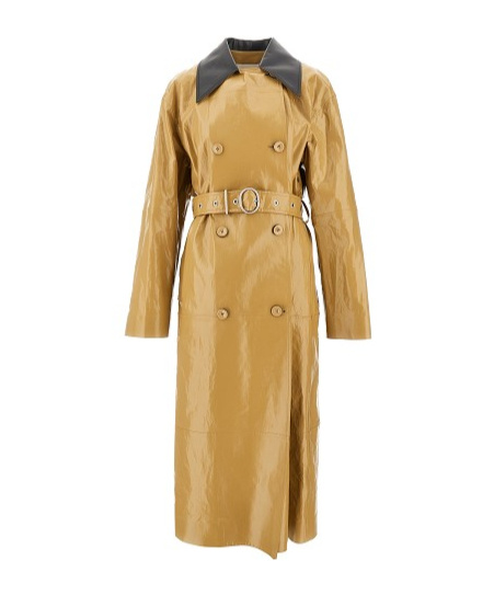 Jil Sander Coated Linen Double-breasted Coat In Nude