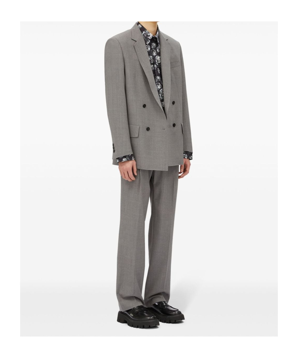 Msgm Double-breasted Mélange-effect Blazer In Gray