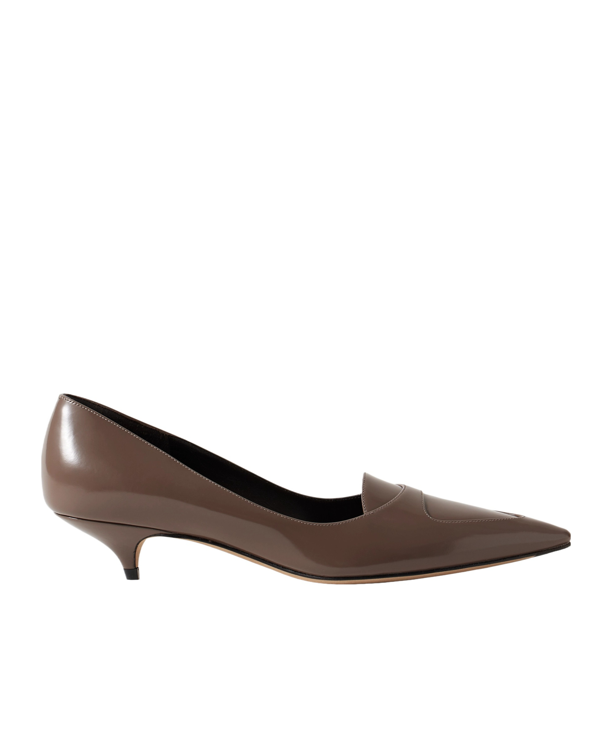 The Row Viv Glossed-leather Pumps In Brown