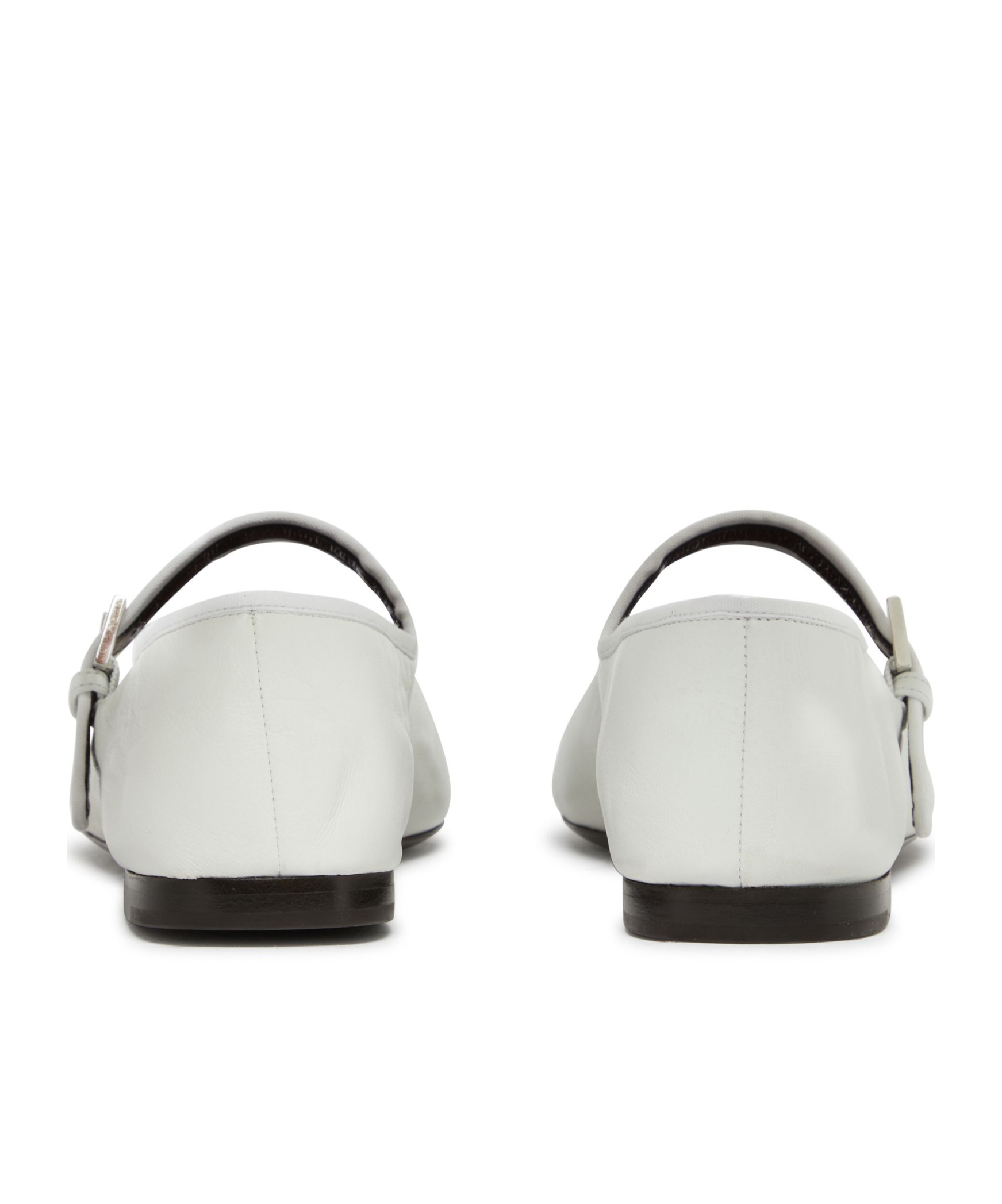 The Row Boheme Leather Mary Jane Ballerina Flats In White