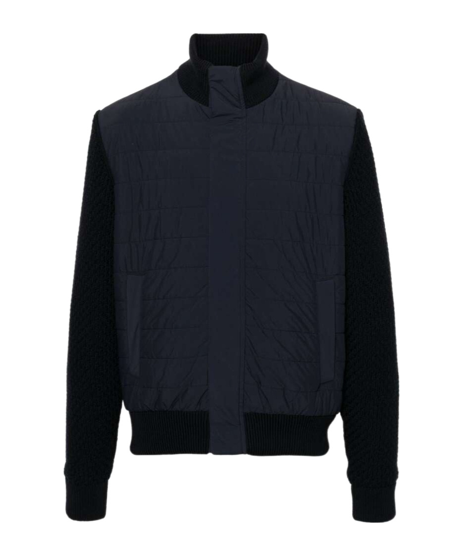 Herno Men Nylon And Wool Bomber Jacket In Black