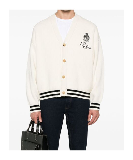 Frame X Ritz Paris Joint Knitted Cardigan In White