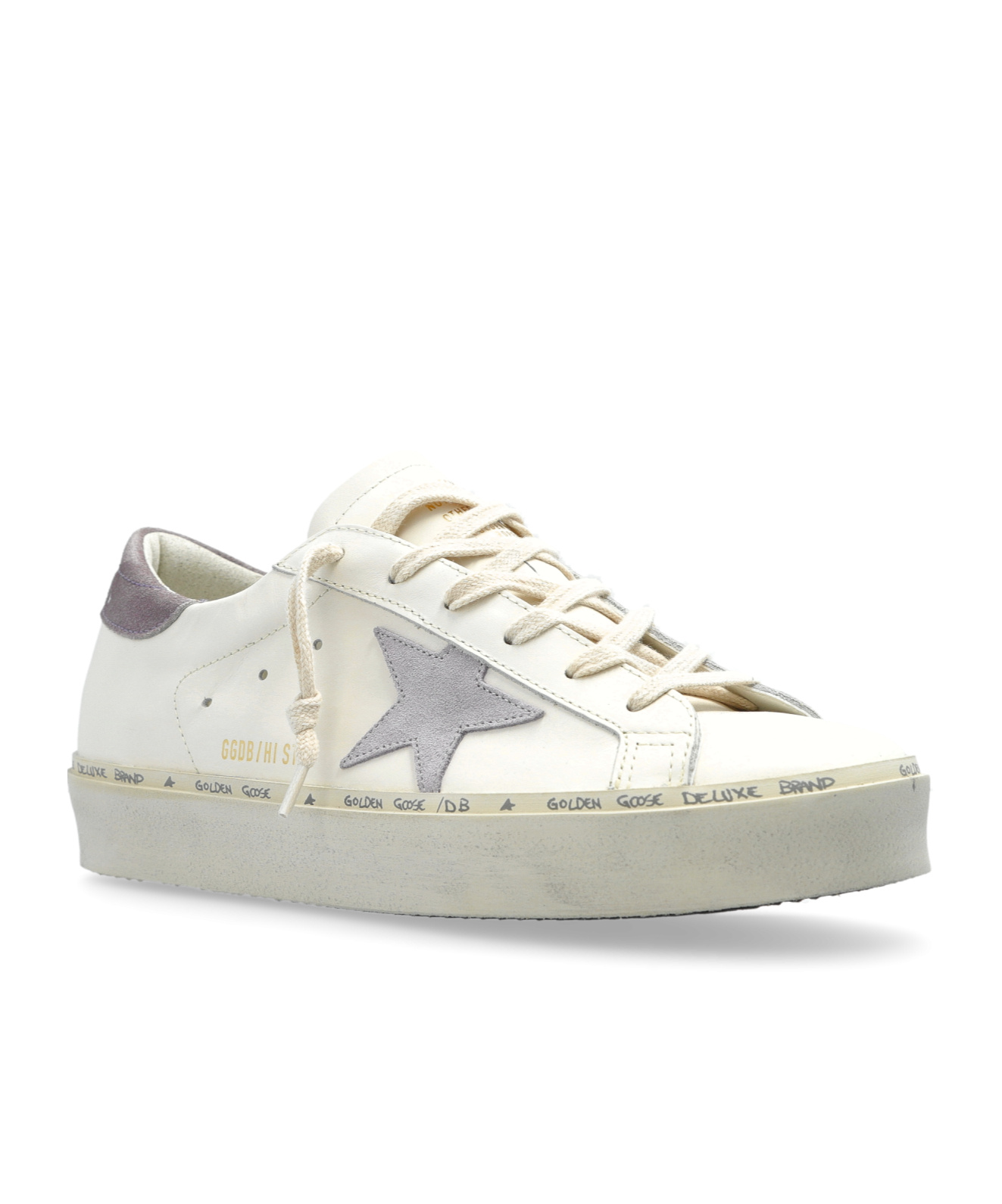 Golden Goose Hi Star Leather Platform Sneakers In White