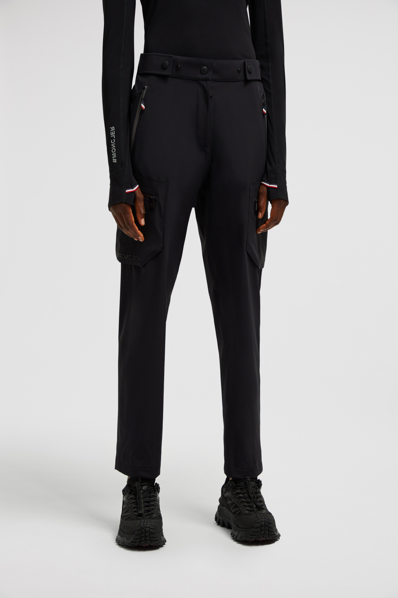 Moncler High Waist Outdoor Activity Trousers In Black