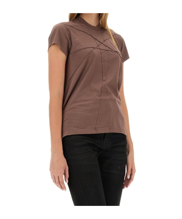 Rick Owens Drkshdw Cotton T-shirt Shirt Geometric Pattern Casual Style In Brown