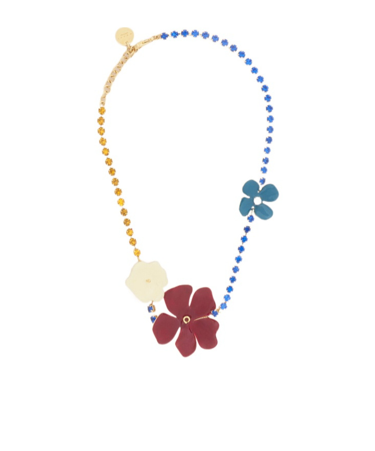 Marni Flower Embellished Necklace In Burgundy