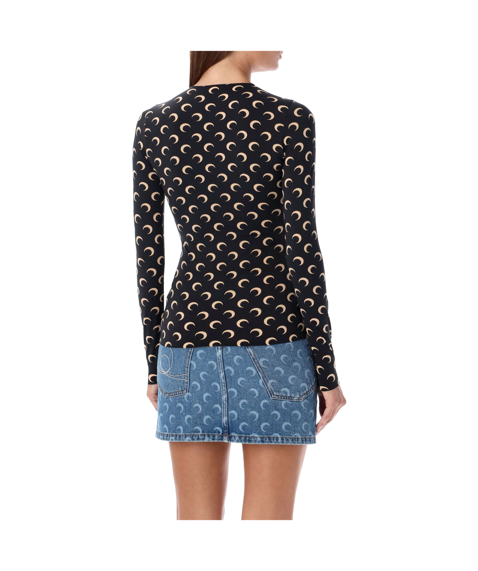 Marine Serre Moon Rhinestone-embellished Top In Black
