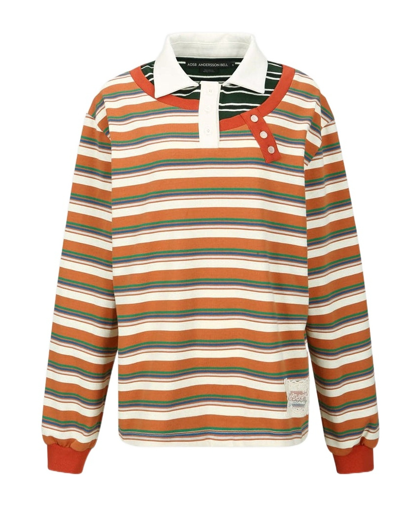 Andersson Bell Multicolor Piqué Inserted Long Sleeve Polo In Multi-color