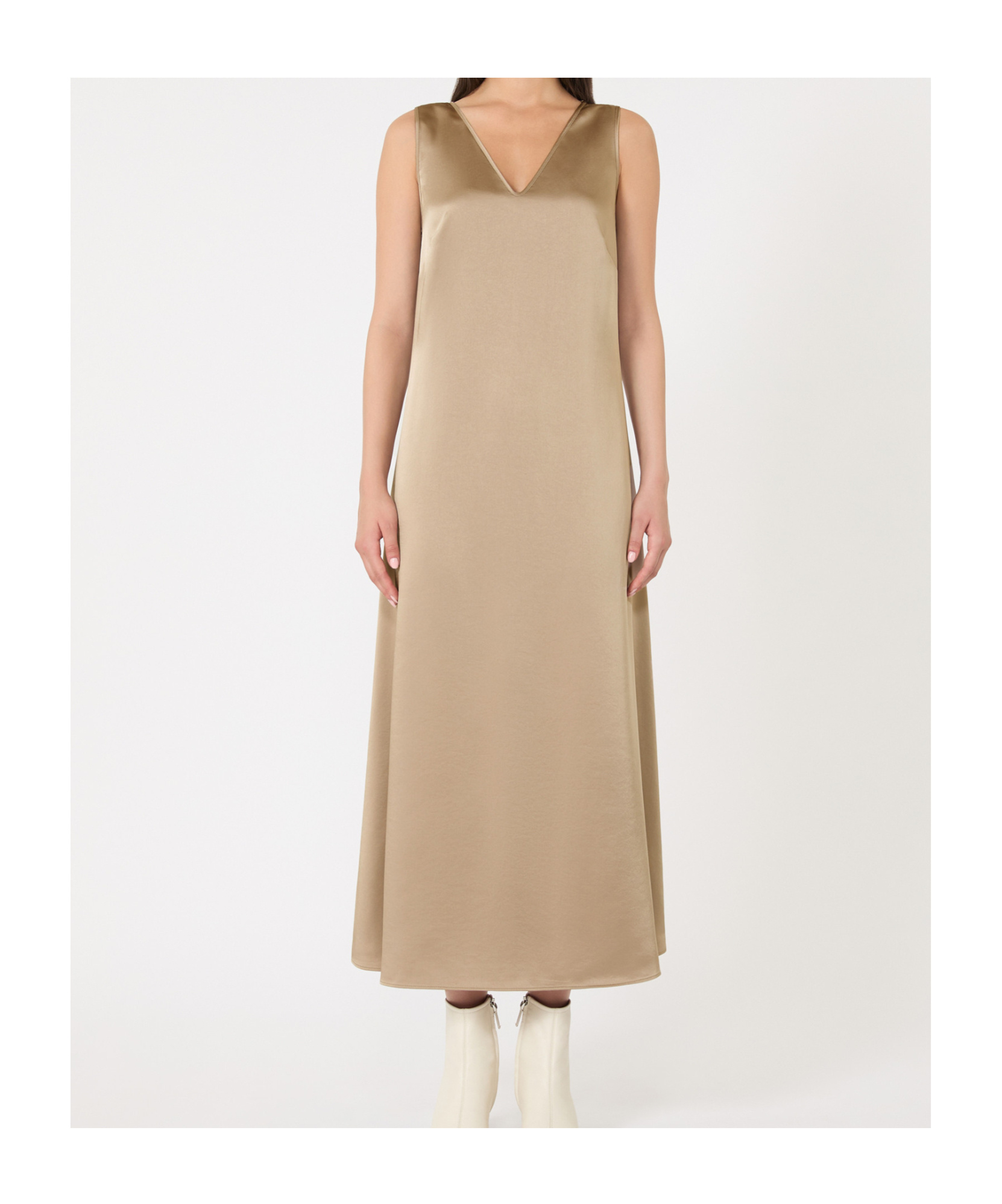 Weekend Max Mara Flowing Satin Dress In Brown