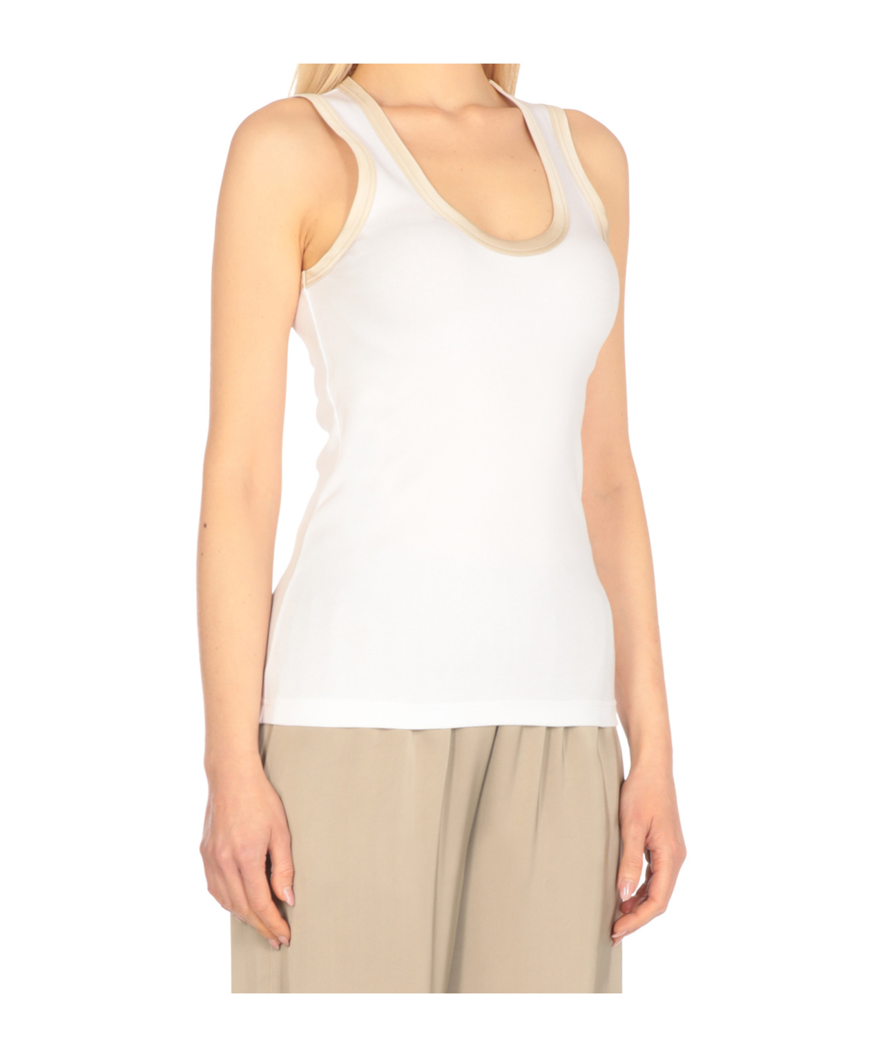 Fabiana Filippi White Top Featuring Bronze Lame Edges In White
