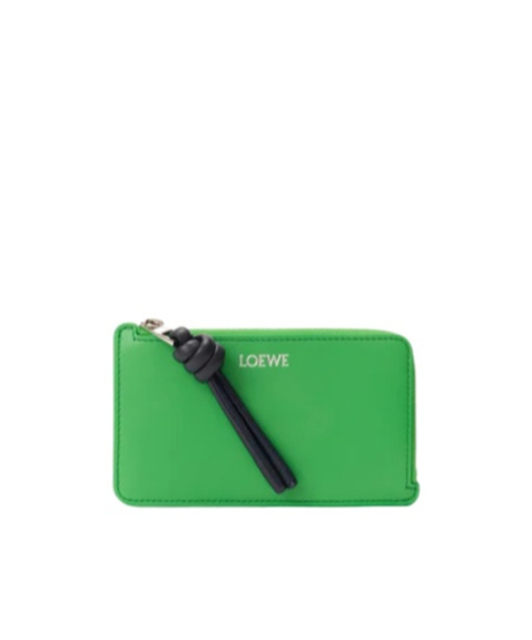 Loewe Knot Coin Cardholder In Clover Green/deep Navy Blue