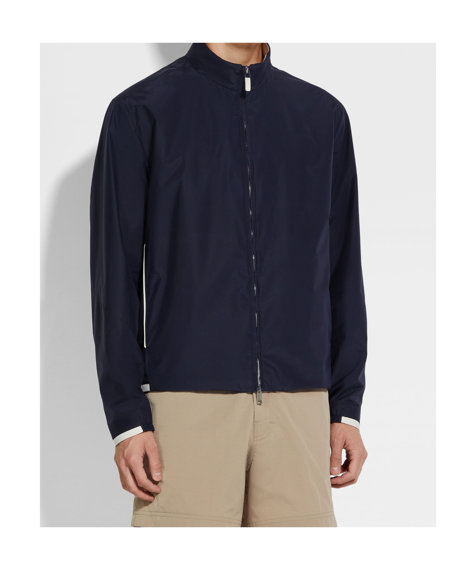 Zegna High-neck Zipped Jacket In Blue