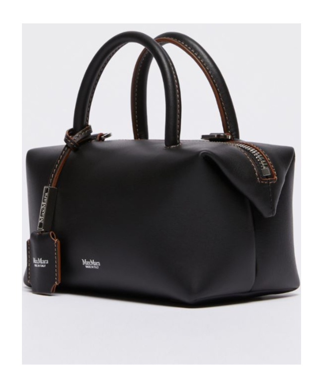 Max Mara Small Shiny Leather Satchel Bag In Black