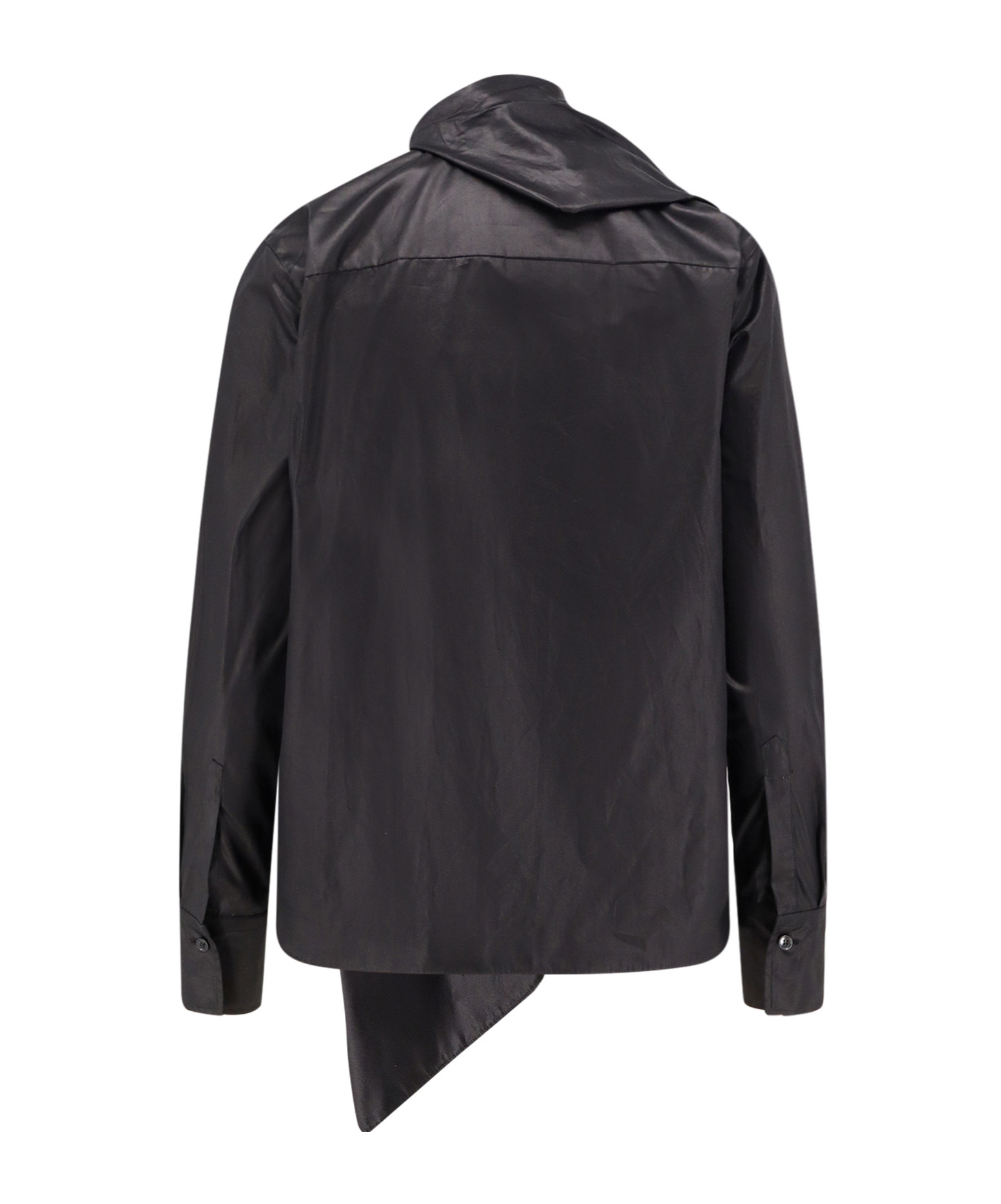 Alexander Mcqueen Cotton Shirt Featuring Bow Detail And Ruffles In Black