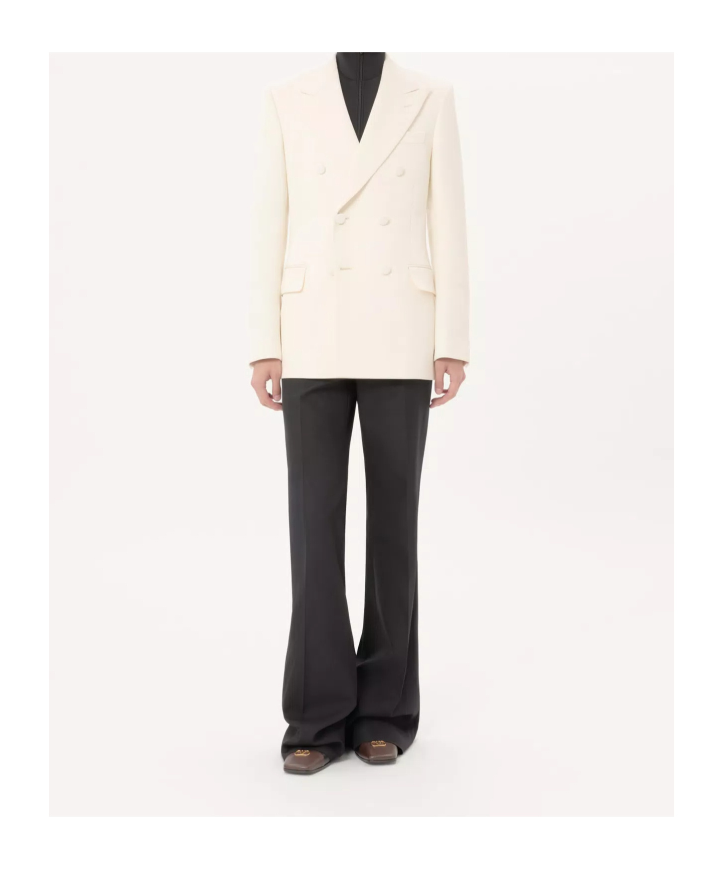 Valentino Double-breasted Peak-lapel Blazer In Neutral