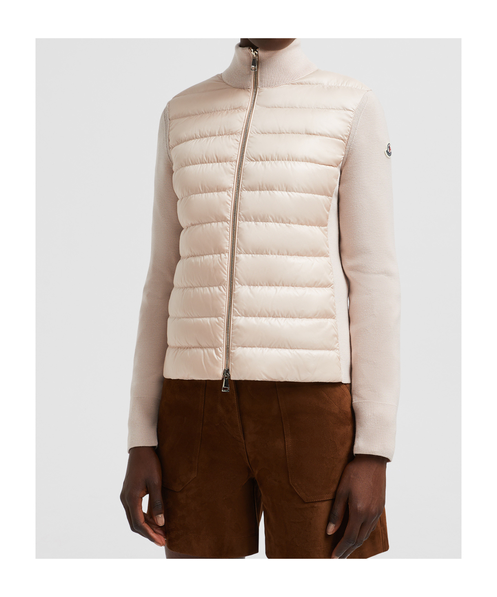 Shop Moncler Padded Wool Zip-up Cardigan In Pink